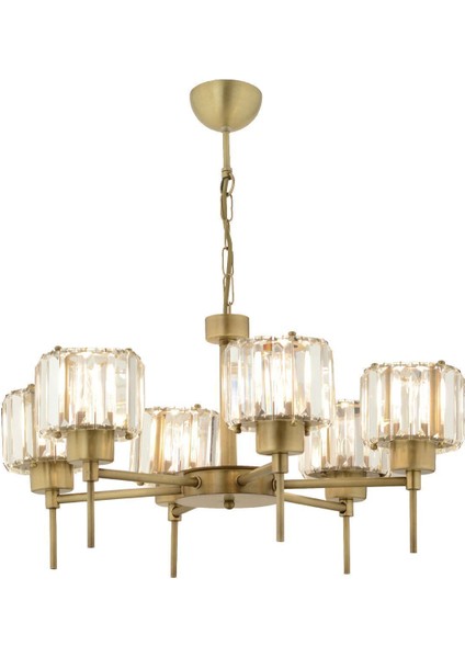 6'lı modern kristal avize, metal malzeme, 70x60 cm, 6 ampüllü, şık tasarım fiyatları