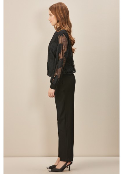 Balıkçı Yaka Siyah Dantel Bluz fiyatları