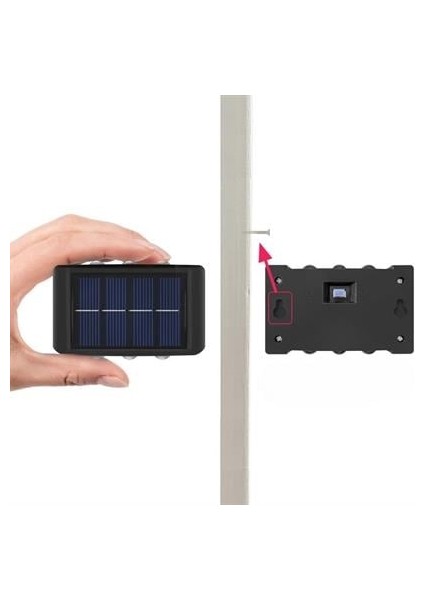 6 Ledli Solar Güneş Enerjili Aplik Led, Dekoratif Duvar Monteli Gün Işığı LED