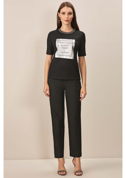 Kısa Kollu Siyah Örme Bluz