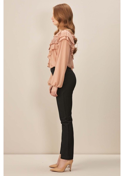 Bisiklet Yaka Somon Şifon Bluz fiyatları