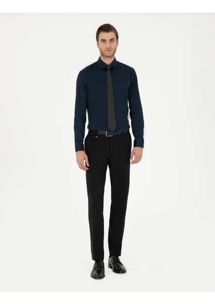 Erkek Lacivert Ex. Slim Fit Uzun Kollu Basic Gömlek 50292526-VR033