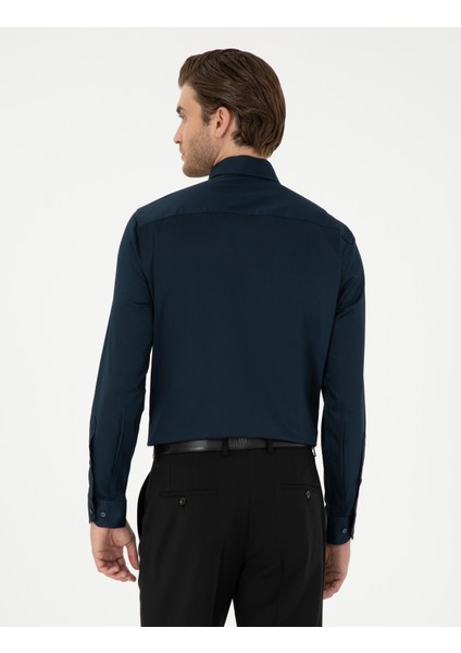 Erkek Lacivert Ex. Slim Fit Uzun Kollu Basic Gömlek 50292526-VR033