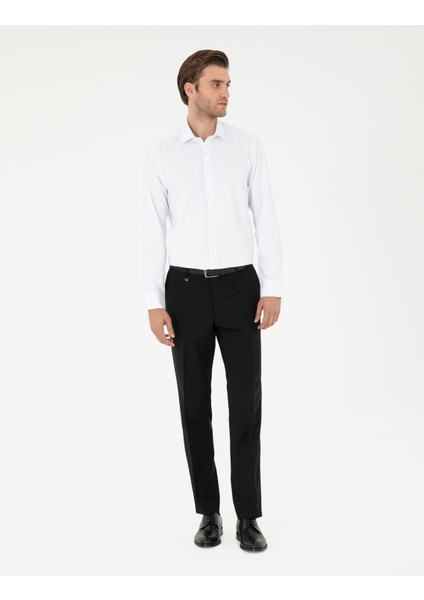 Pierre Cardin Erkek Beyaz Slim Fit Armürlü Uzun Kollu Gömlek 50298046-VR013