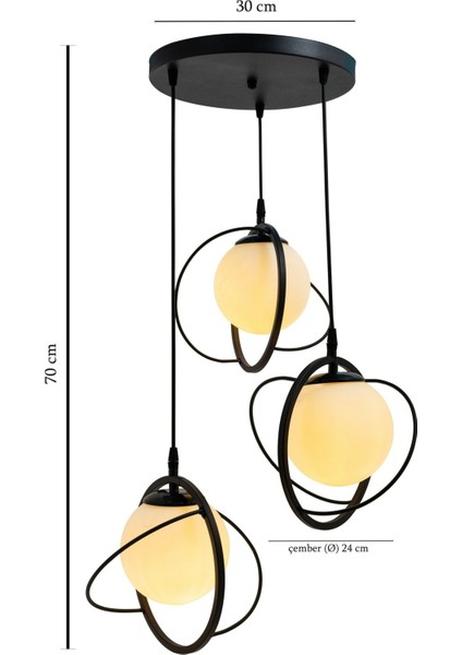 Tekno Trust Dünya 3 Lu Tepsi Glop Beyaz Rengi Camlı Siyah Avize. Salon, Mutfak, Genç, Odası, Yatak Odası, Mağaz fiyatları