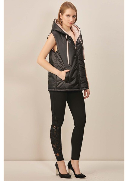 Kapüşonlu Siyah Dokuma Yelek fiyatları