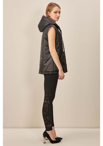Kapüşonlu Siyah Dokuma Yelek fırsatları
