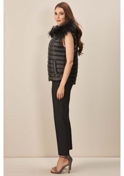 Kapüşonlu Siyah Dokuma Yelek fiyatları