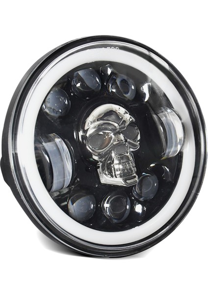1 Adet 5.75 Inç Motosiklet LED Far Kafatası Desen LED (Yurt Dışından)