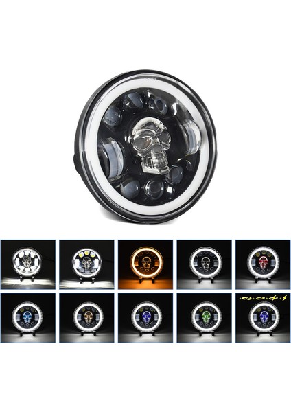 1 Adet 5.75 Inç Motosiklet LED Far Kafatası Desen LED (Yurt Dışından) modelleri