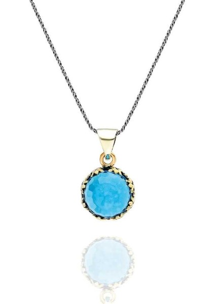 Aquamarin Taşlı Otantik Gümüş Kolye