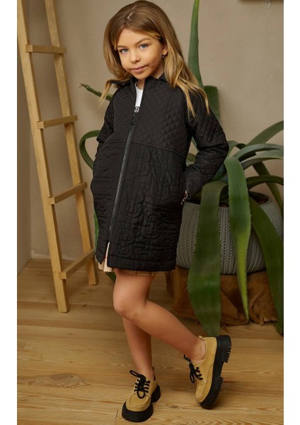 Kız Çocuk Trençkot Kapitone Yağmurluk