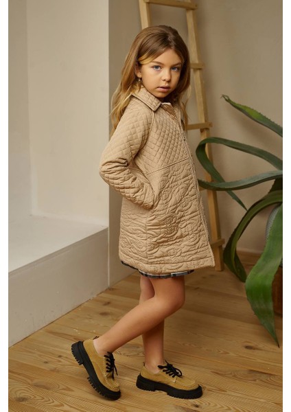 Kız Çocuk Trençkot Kapitone Yağmurluk