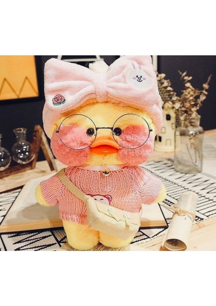 Hayır Kawaii Lalafanfan 30 cm Gözlüklü Peluş Ördek Tatlı Hediye 30 cm Hayır Türkçe 3+ Yaş Sarı