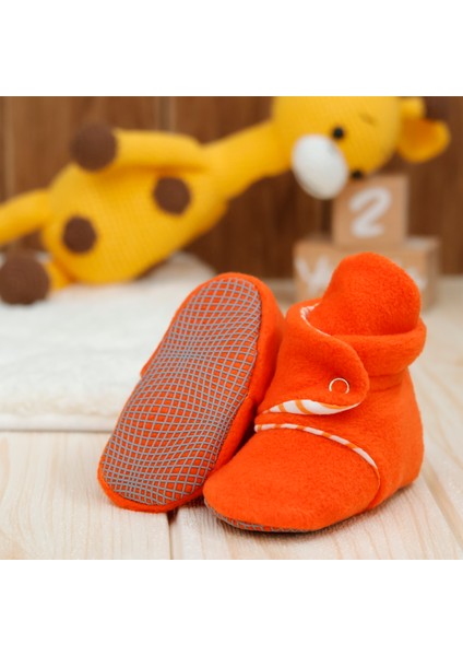 Polar Bebek Pandufu, Kaydırmaz Taban, Organik Pamuk Astarlı, İlk Adım Ev Patiği, Turuncu