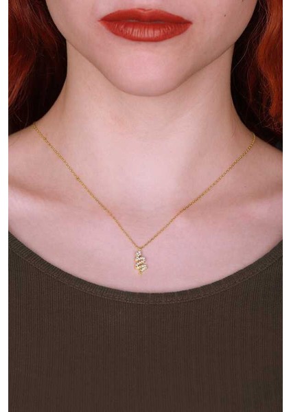 Altın Kaplama Beyaz Zirkon Taşlı Yılan Modeli Gümüş Kolye fırsatları