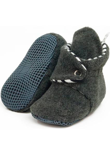 Polar Bebek Pandufu, Kaydırmaz Taban, Organik Pamuk Astarlı, İlk Adım Ev Patiği, Antrasit