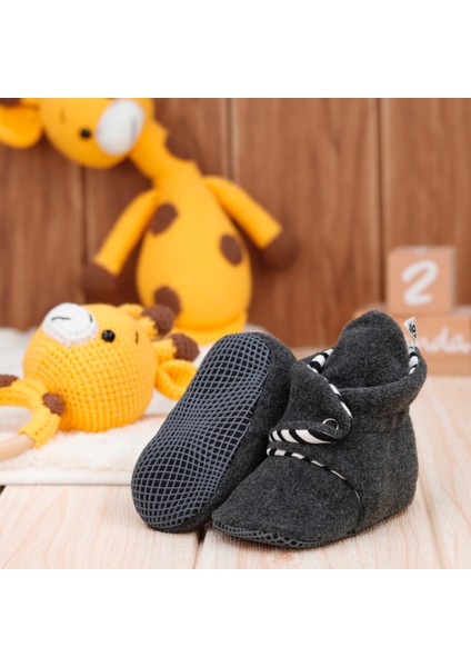 Polar Bebek Pandufu, Kaydırmaz Taban, Organik Pamuk Astarlı, İlk Adım Ev Patiği, Antrasit