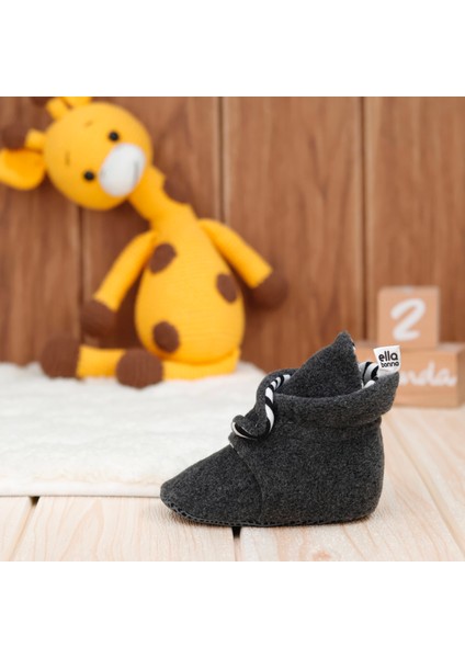 Polar Bebek Pandufu, Kaydırmaz Taban, Organik Pamuk Astarlı, İlk Adım Ev Patiği, Antrasit