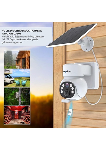 ANP-PT4015BS4G-B 4mp 3.6 mm Lens 4g/lte 15 mt Ir + 15 mt Beyaz LED Çift Yönlü Konuşma IP65 Solar Kamera