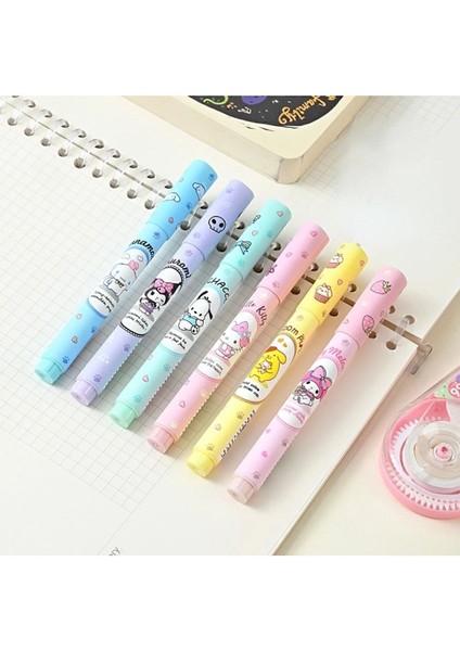 Turuncu Sanrio Hello Kitty Kuromi 6'lı Fosforlu Kalem Seti