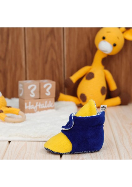 Polar Bebek Pandufu, Kaydırmaz Taban, Organik Pamuk Astarlı, İlk Adım Ev Patiği, Sarı Lacivert Taraftar