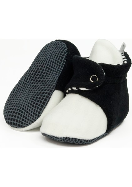 Polar Bebek Pandufu, Kaydırmaz Taban, Organik Pamuk Astarlı, İlk Adım Ev Patiği, Siyah Beyaz Taraftar