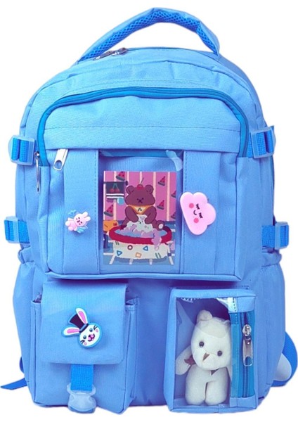Tekstıl Kawaii Kore Tarzı Full Aksesuarlı Ortopedik Yerli Günlük Okul Sırt Çantası Kız Erkek 1+ Tek