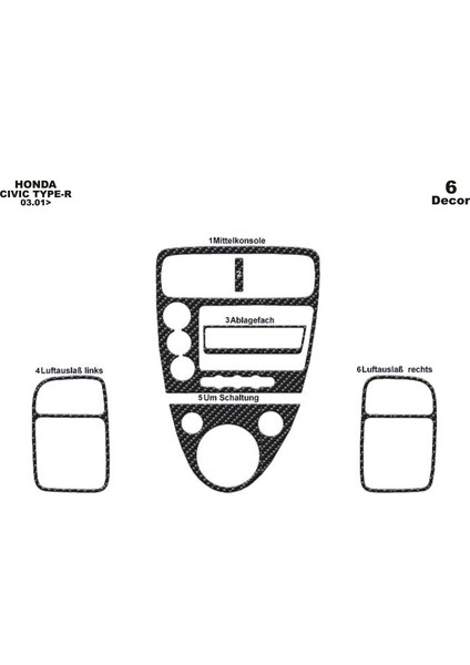 Marscockpitdesign Honda Civic Type R Alüminyum 2001-2006 6 Parça