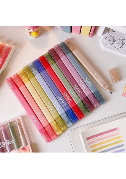 Turuncu Wenduo Çift Uçlu Kokulu 12'li Pastel Fosforlu Kalem Seti