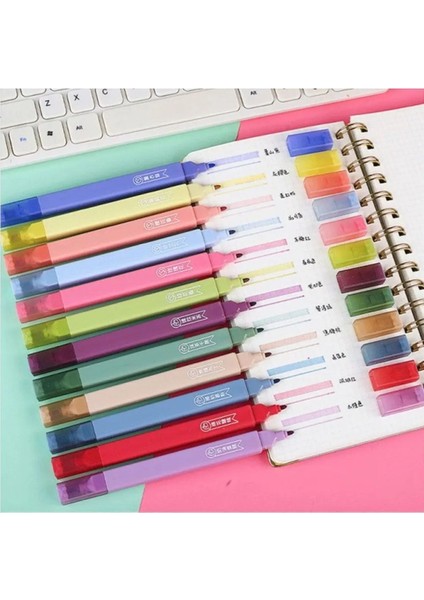 Turuncu Wenduo Çift Uçlu Kokulu 12'li Pastel Fosforlu Kalem Seti