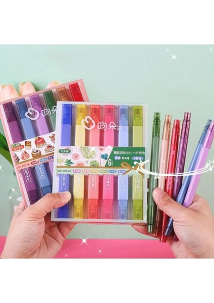 Turuncu Wenduo Çift Uçlu Kokulu 12'li Pastel Fosforlu Kalem Seti