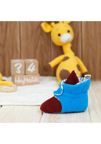 Polar Bebek Pandufu, Kaydırmaz Taban, Organik Pamuk Astarlı, İlk Adım Ev Patiği, Bordo Mavi Taraftar