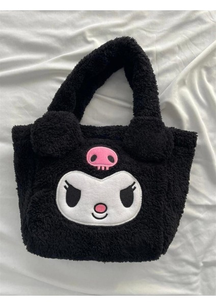 Türkçe Peluş Çanta Kuromi Kawaii Anime Hayır Hayır Siyah 30 cm 3+ Yaş