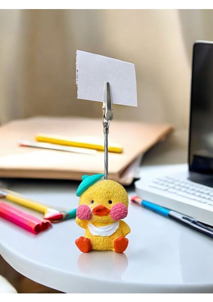 Sarı Turkuaz Ressam Şapkalı Sevimli Kawaii Sarı Civciv Fotoğraf Not Tutucu fiyatları