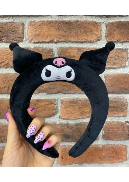 4+ Yaş Kawaii Sanrio Kafa Kuromi Anime Kittly Peluş Saç Bandı Melodi Taç Lüx Kuromi Taç Lüx + Paket