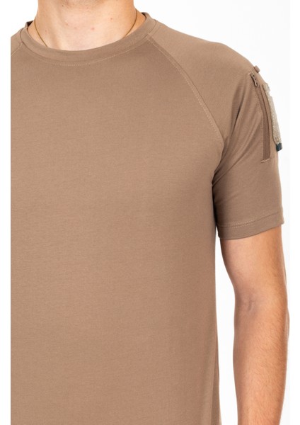 AKN 713 Bisiklet Yaka Kısa Kollu Taktik T-Shirt-Bej fırsatları