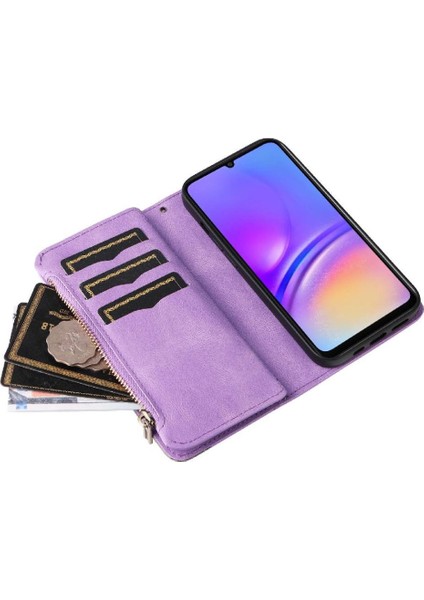 Samsung Galaxy A06 Kickstand Koruyucu Fermuar Cüzdan Tarzı Dokuz (Yurt Dışından)