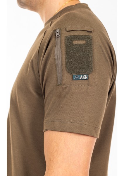 AKN 713 Bisiklet Yaka Kısa Kollu Taktik T-Shirt-Bej indirimleri
