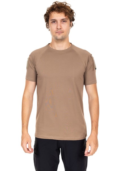AKN 713 Bisiklet Yaka Kısa Kollu Taktik T-Shirt-Bej