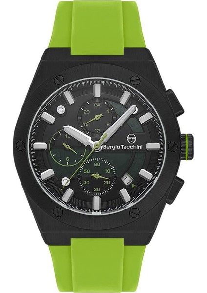 ST.1.10449-6 Silikon Kordon Fonksiyonlar Aktif Suya Dayanıklı Yeşil Renk Erkek Kol Saati