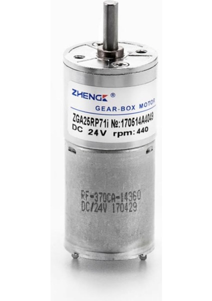 24V 440RPM ZGA25-370 Redüktörlü Dc Motor Metal Dişli Yüksek Tork Kuvvet 25MM Robot Oyuncak
