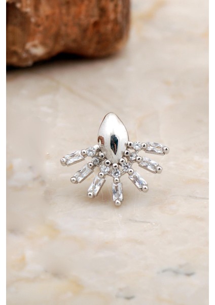 Baget Taşlı Rodyumlu Gümüş Yelpaze Küpe 6939 fiyatları