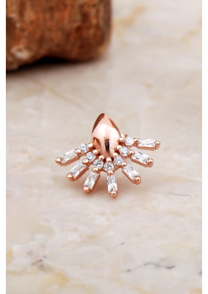 Baget Taşlı Rose Gümüş Yelpaze Küpe 6940 fiyatları