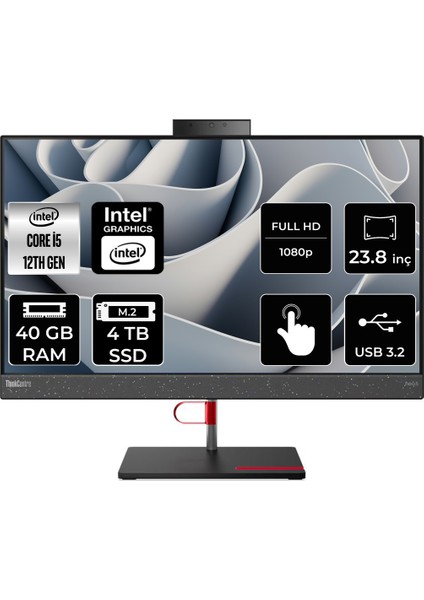 Thinkcentre Neo 50A Intel Core I5 12450H 40GB 4tb SSD 23.8" Fhd Fdos Multi-Touch All In One Bilgisayar 12B800E0TRP325
