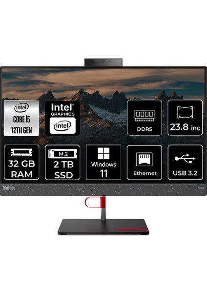 Thinkcentre Neo 50A Intel Core I5 12450H 32GB 2tb SSD 23.8" Fhd W11P Multi-Touch All In One Bilgisayar 12B800DYTRP399