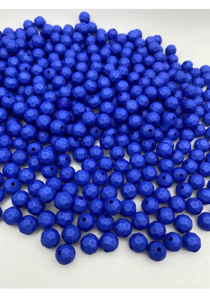 100GR Opak Petek Model Saks / Koyu Mavi Renk 10MM Akrilik Boncuk ,çanta Yapım Boncuğu (~200 Adet)