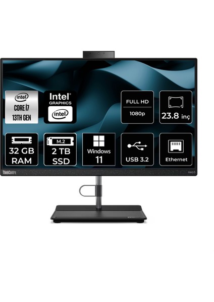 Thinkcentre Neo 30A Intel Core I7 13620H 32GB 2tb SSD 23.8" Fhd W11H All In One Bilgisayar 12K0000FTXP379