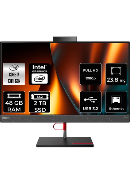 Thinkcentre Neo 50A Intel Core I7 13700H 48GB 2tb SSD 23.8" Fhd Fdos Multi-Touch All In One Bilgisayar 12K9004BTRP329