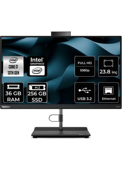 Thinkcentre Neo 30A Intel Core I7 13620H 36GB 256GB SSD 23.8" Fhd Fdos All In One Bilgisayar 12K0000FTXP331